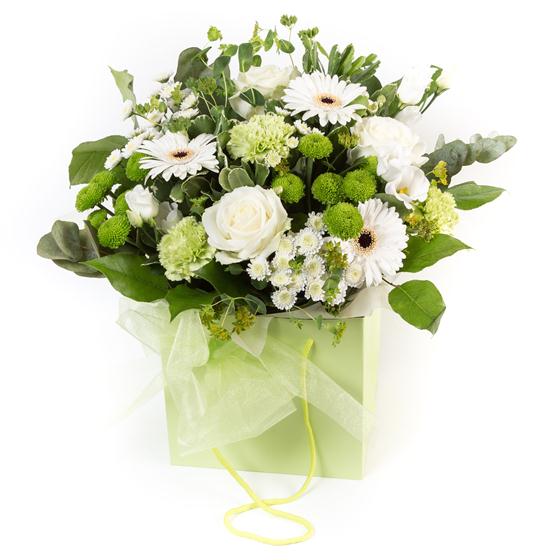Lime & White Gift Bag — flowers from Stems of Burnside, £40